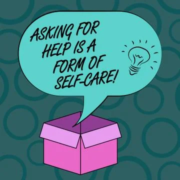 Writing note showing Asking For Help Is A Form Of Self Care. Business photo Stock Illustration