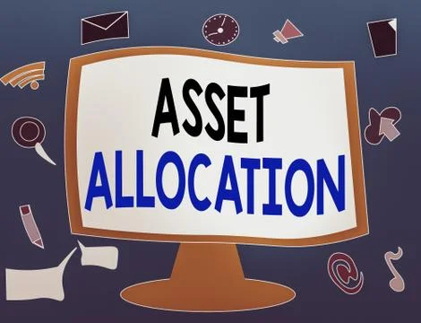 Writing note showing Asset Allocation. Business photo showcasing proportion and 스톡 일러스트