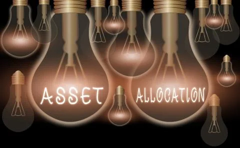 Writing note showing Asset Allocation. Business photo showcasing proportion and 스톡 일러스트