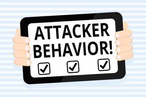 Writing note showing Attacker Behavior. Business photo showcasing analyze and Stock Illustration