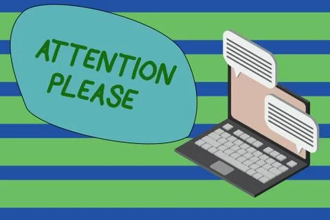 Writing note showing Attention Please. Business photo showcasing Asking showing Stock Illustration