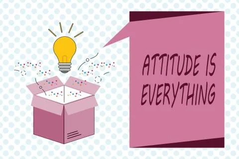 Writing note showing Attitude Is Everything. Business photo showcasing Positive Stock Illustration