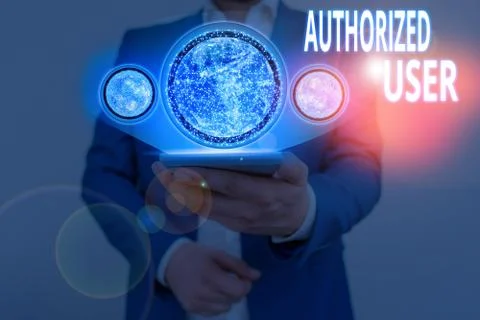Writing note showing Authorized User. Business photo showcasing demonstrating Foto stock