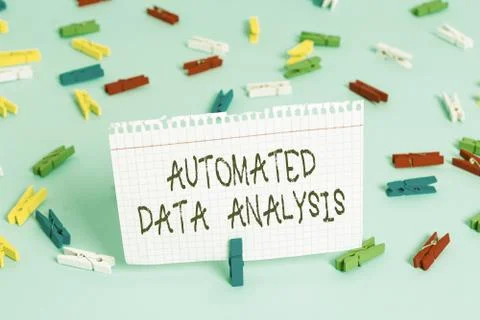 Writing note showing Automated Data Analysis. Business photo showcasing Foto stock