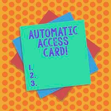 Writing note showing Automatic Access Card. Business photo showcasing used to Ilustración de archivo