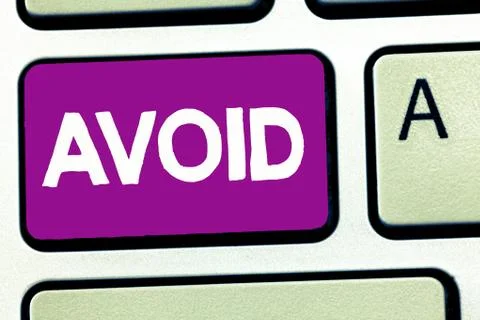 Writing note showing Avoid. Business photo showcasing Contrive not to meet Foto stock