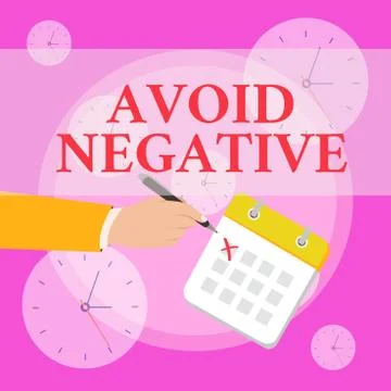 Writing note showing Avoid Negative. Business photo showcasing Staying away from Stock Illustration