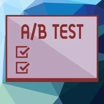 Writing note showing A B Test. Business photo showcasing Simple short Stock Illustration