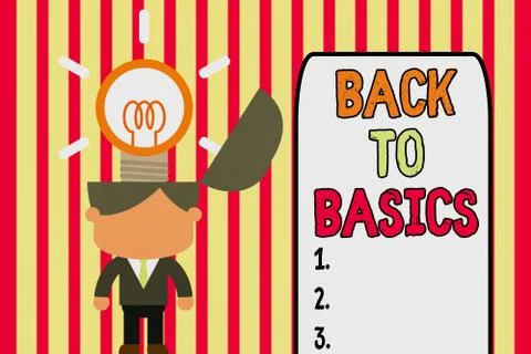 Writing note showing Back To Basics. Business photo showcasing Return simple Stock Illustration
