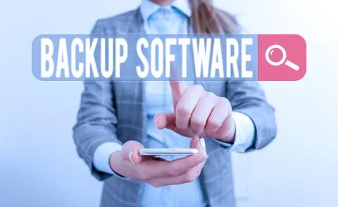 Writing note showing Backup Software. Business photo showcasing create extra Foto stock