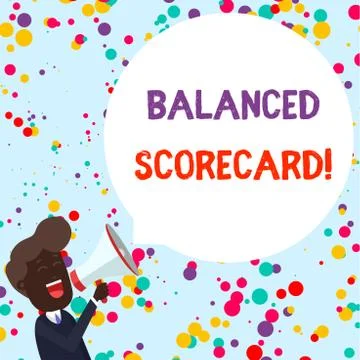 Writing note showing Balanced Scorecard. Business photo showcasing a perforan Stock Illustration