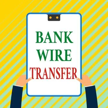 Writing note showing Bank Wire Transfer. Business photo showcasing Electronic Illustrazione stock