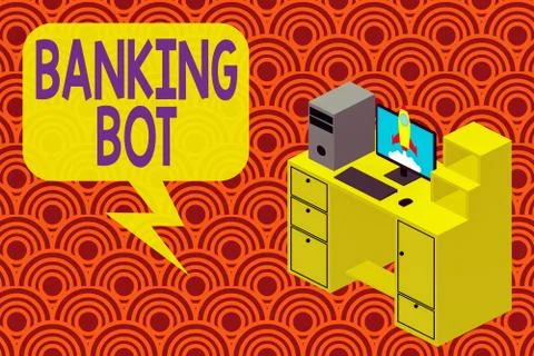 Writing note showing Banking Bot. Business photo showcasing application that Stock Illustration