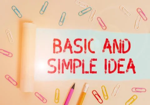 Writing note showing Basic And Simple Idea. Business photo showcasing Plain 스톡 사진