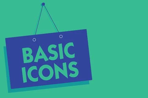 Writing note showing Basic Icons. Business photo showcasing pictogram or Stock Illustration