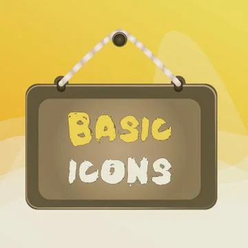 Writing note showing Basic Icons. Business photo showcasing pictogram or Stock Illustration
