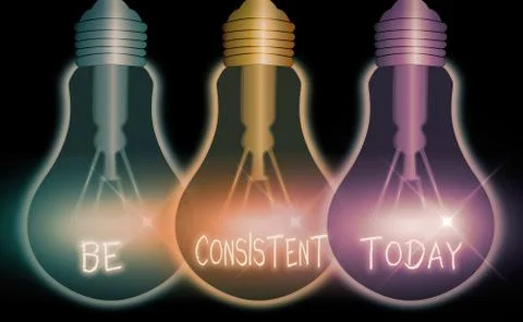 Writing note showing Be Consistent. Business photo showcasing Uniform Persistent Ilustración de archivo