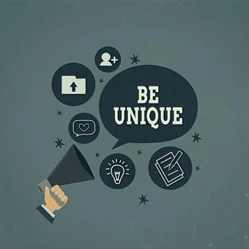 Writing note showing Be Unique. Business photo showcasing being the only one of Illustration