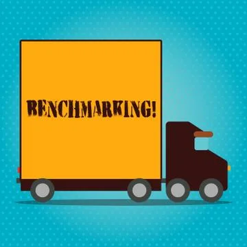 Writing note showing Benchmarking. Business photo showcasing evaluate something Stock Illustration