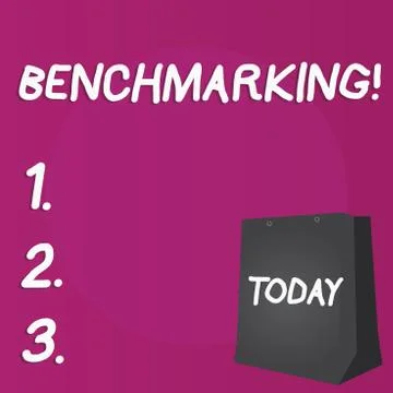 Writing note showing Benchmarking. Business photo showcasing evaluate something Stock Illustration