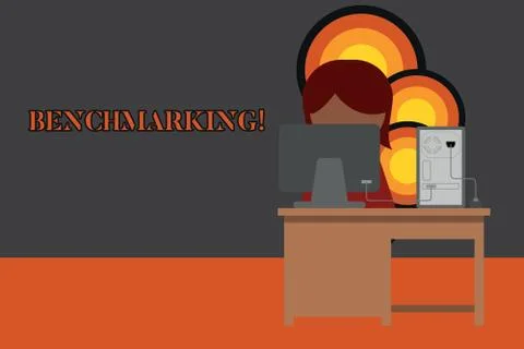 Writing note showing Benchmarking. Business photo showcasing evaluate something Stock Illustration