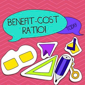 Writing note showing Benefit Cost Ratio. Business photo showcasing Relationship Stock Illustration