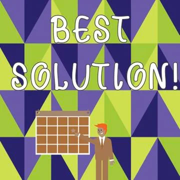 Writing note showing Best Solution. Business photo showcasing Alternative or Illustration