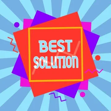 Writing note showing Best Solution. Business photo showcasing Alternative or Illustration