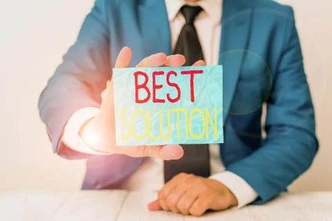 Writing note showing Best Solution. Business photo showcasing Alternative or 스톡 사진