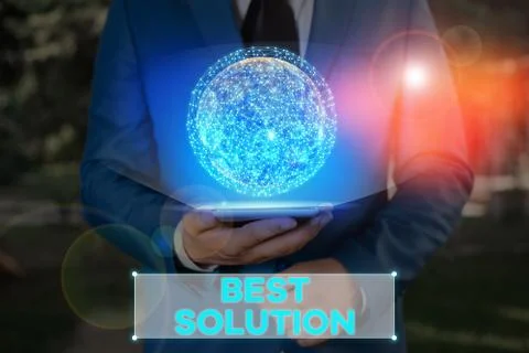 Writing note showing Best Solution. Business photo showcasing Alternative or Stockfoto's