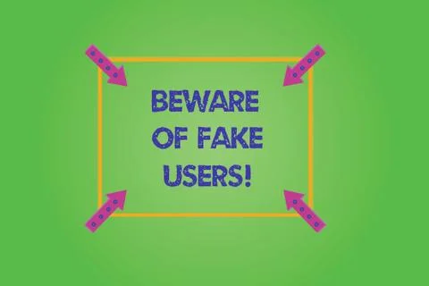 Writing note showing Beware Of Fake Users. Business photo showcasing Be aware of イラスト素材