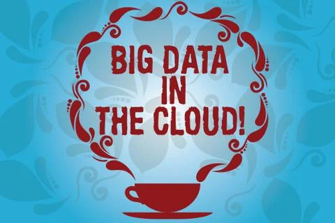 Writing note showing Big Data In The Cloud. Business photo showcasing Illustrazione stock