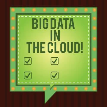 Writing note showing Big Data In The Cloud. Business photo showcasing Stockillustratie