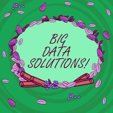 Writing note showing Big Data Solutions. Business photo showcasing mean massive Illustrazione stock