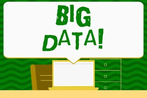 Writing note showing Big Data. Business photo showcasing extremely large sets Stock Illustration