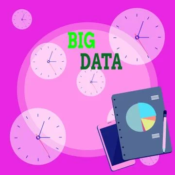 Writing note showing Big Data. Business photo showcasing sets that so complex Stock Illustration