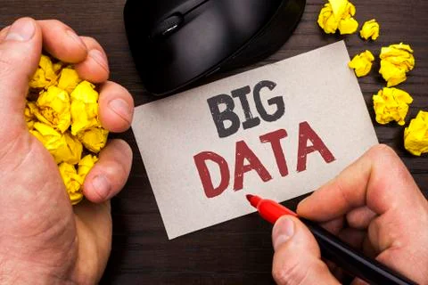 Writing note showing  Big Data. Business photo showcasing Huge Data Informati 写真素材
