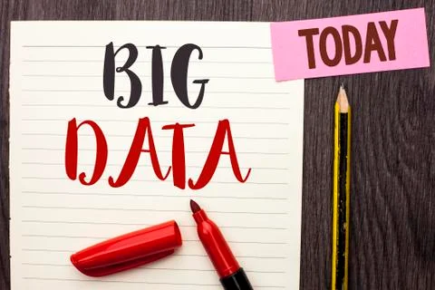 Writing note showing  Big Data. Business photo showcasing Huge Data Informati 写真素材