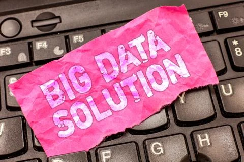 Writing note showing Big Data Solution. Business photo showcasing Extracting Stock Photos