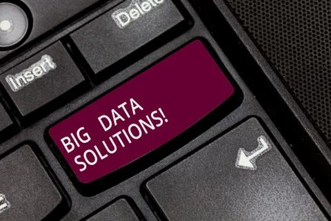 Writing note showing Big Data Solutions. Business photo showcasing mean massive Stock Photos