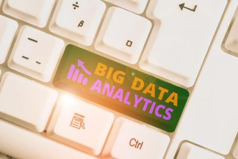 Writing note showing Big Data Analytics. Business photo showcasing The process Stock Photos