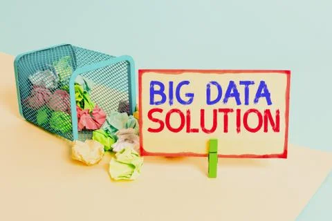 Writing note showing Big Data Solution. Business photo showcasing Extracting Stock Photos