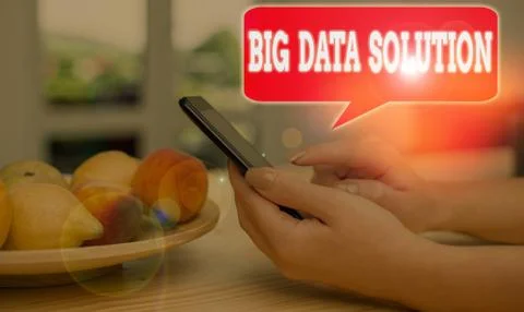 Writing note showing Big Data Solution. Business photo showcasing Extracting Stock Photos