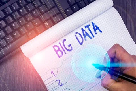 Writing note showing Big Data. Business photo showcasing sets that so complex Stock Photos