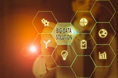 Writing note showing Big Data Solution. Business photo showcasing Extracting Stock Photos