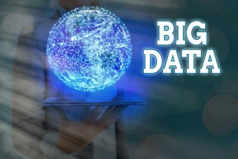 Writing note showing Big Data. Business photo showcasing Dealing with the Foto stock