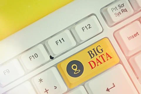 Writing note showing Big Data. Business photo showcasing Dealing with the Foto stock