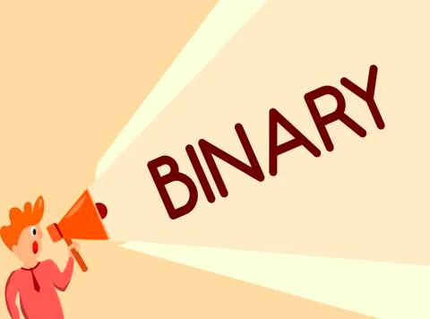 Writing note showing Binary. Business photo showcasing relating to using or d Stock Illustration