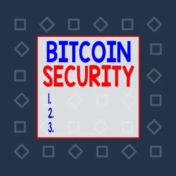 Writing note showing Bitcoin Security. Business photo showcasing funds are Stock Illustration