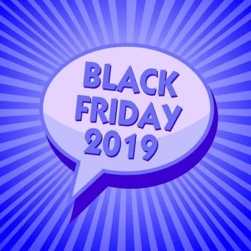 Writing note showing Black Friday 2019. Business photo showcasing day followi 스톡 일러스트